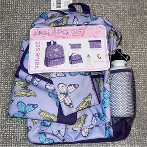 6 piece Butterfly Bookbag Set